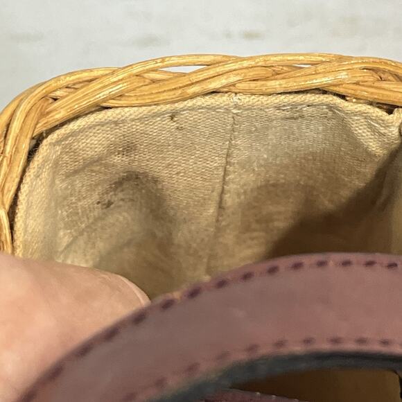 Vintage 80's ETIENNE AIGNER Wicker Leather Handles Basket Bag Handbag Purse - Picture 9 of 15